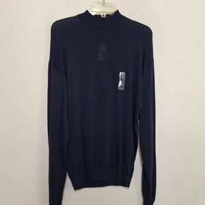 Baracuta "NEW" Men's Dark Blue Mock Neck Preppy Silk Blend Knit Sweater Size M